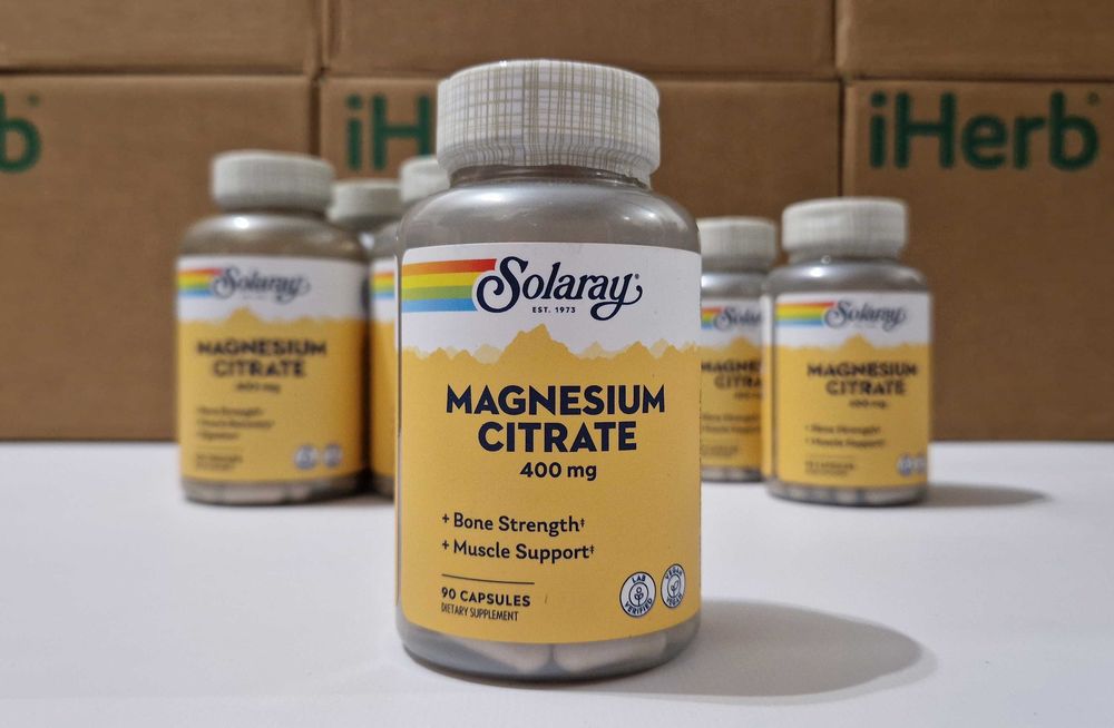 Solaray Магній цитрат, цитрат магнію, 90 та 180 шт. Magnesium citrate