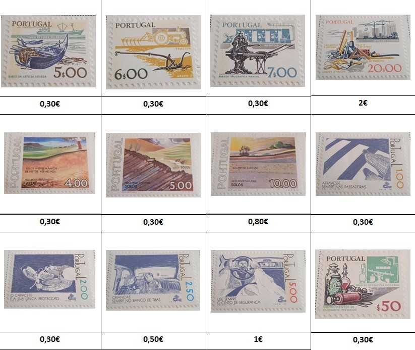 Vários Selos de Portugal 1975 a 1981