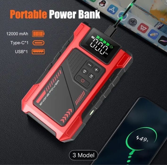 Booster rozruchowy 6000A z kompresorem do kół
