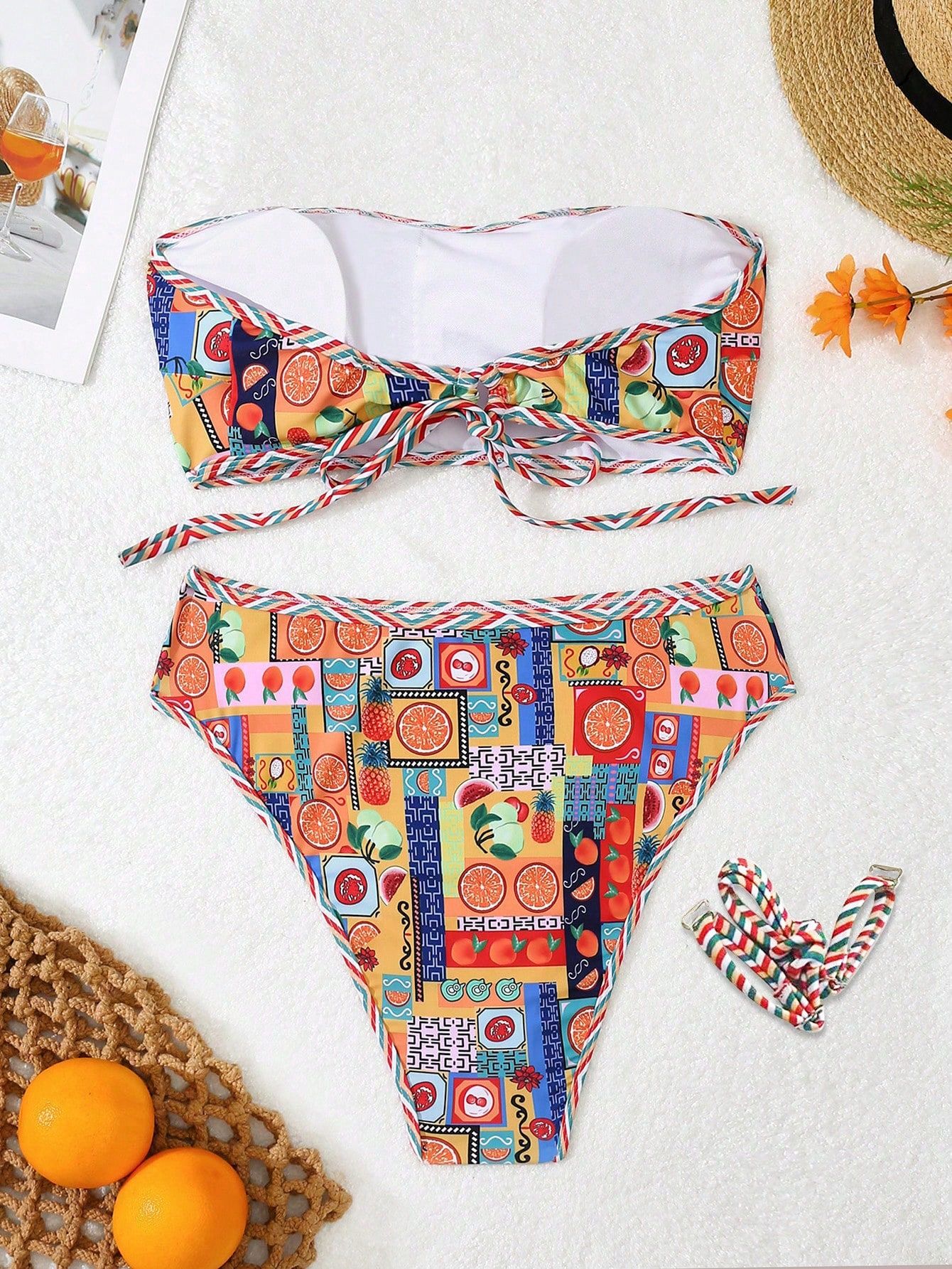 Strój Kąpielowy Dwuczęściowy Bikini Boho Wysoki Stan Shein Xl 42