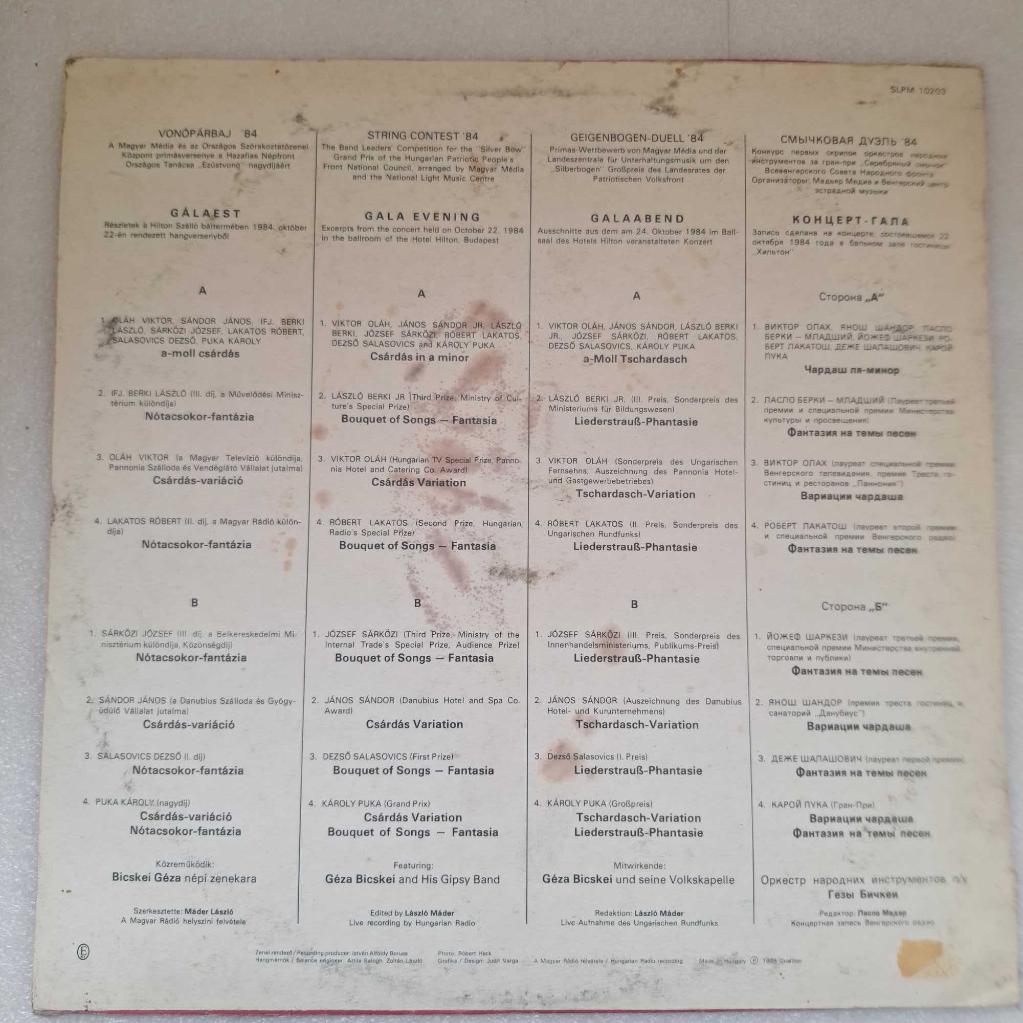 Vonópárbaj Gálaműsor – Winyl LP 1985 – Muzyka Węgierska / Cygańska