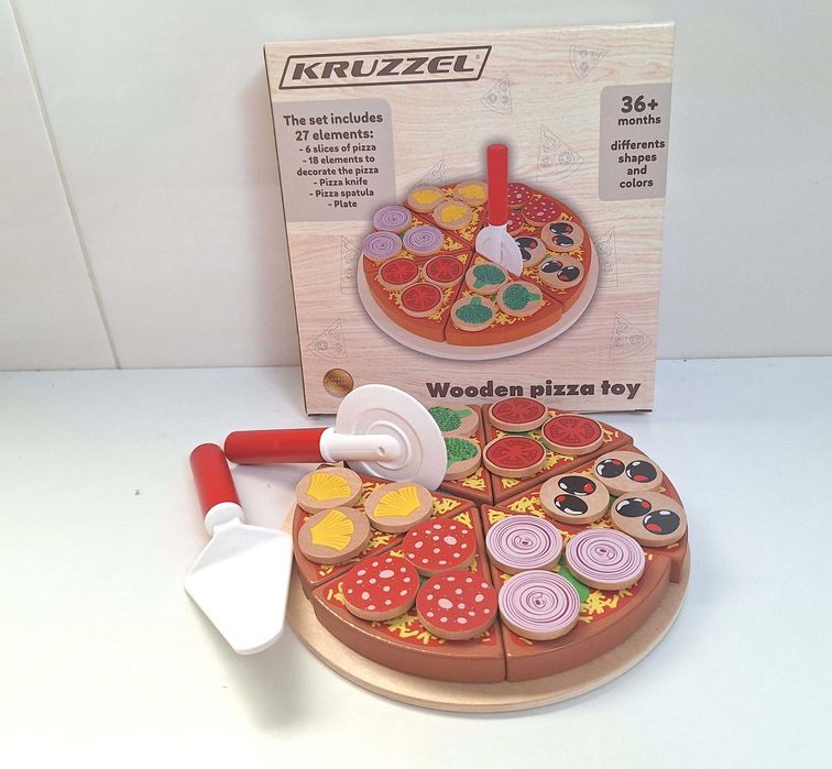 N O W E zestaw drewnianych zabawek zabawka Pizza warzywa do krojenia