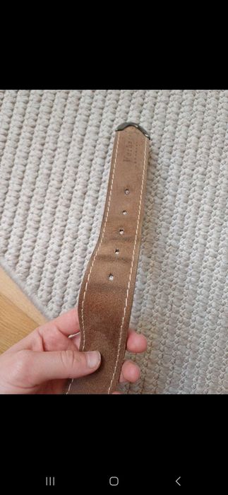 Skórzany brązowy pasek do spodni