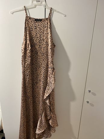 sukienka boho dluga maxi w plamki z rozcieciem satynowa new look s 36