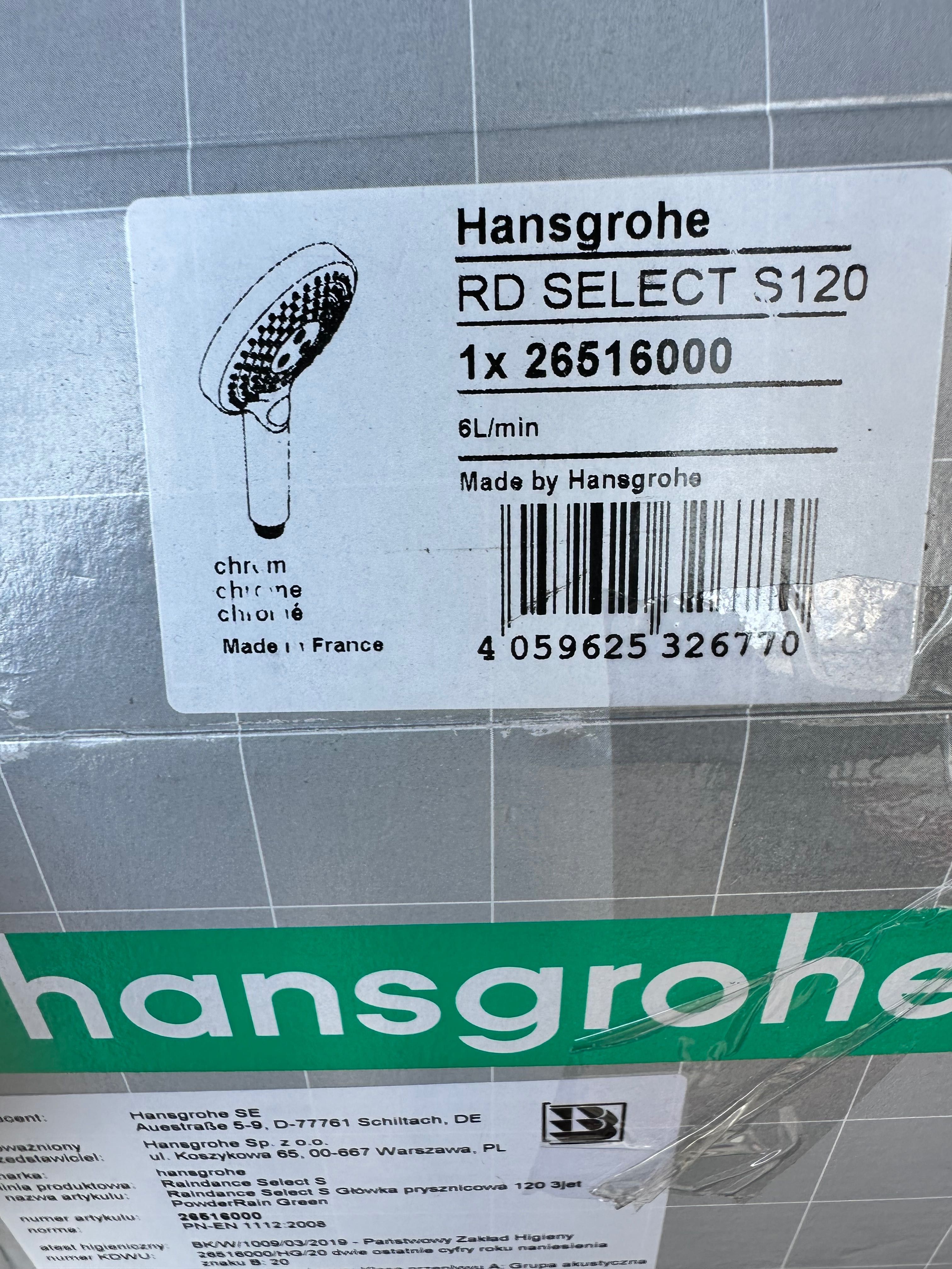 Hansgrohe Raindance Select S słuchawka prysznicowa chrom 26516 Nowa