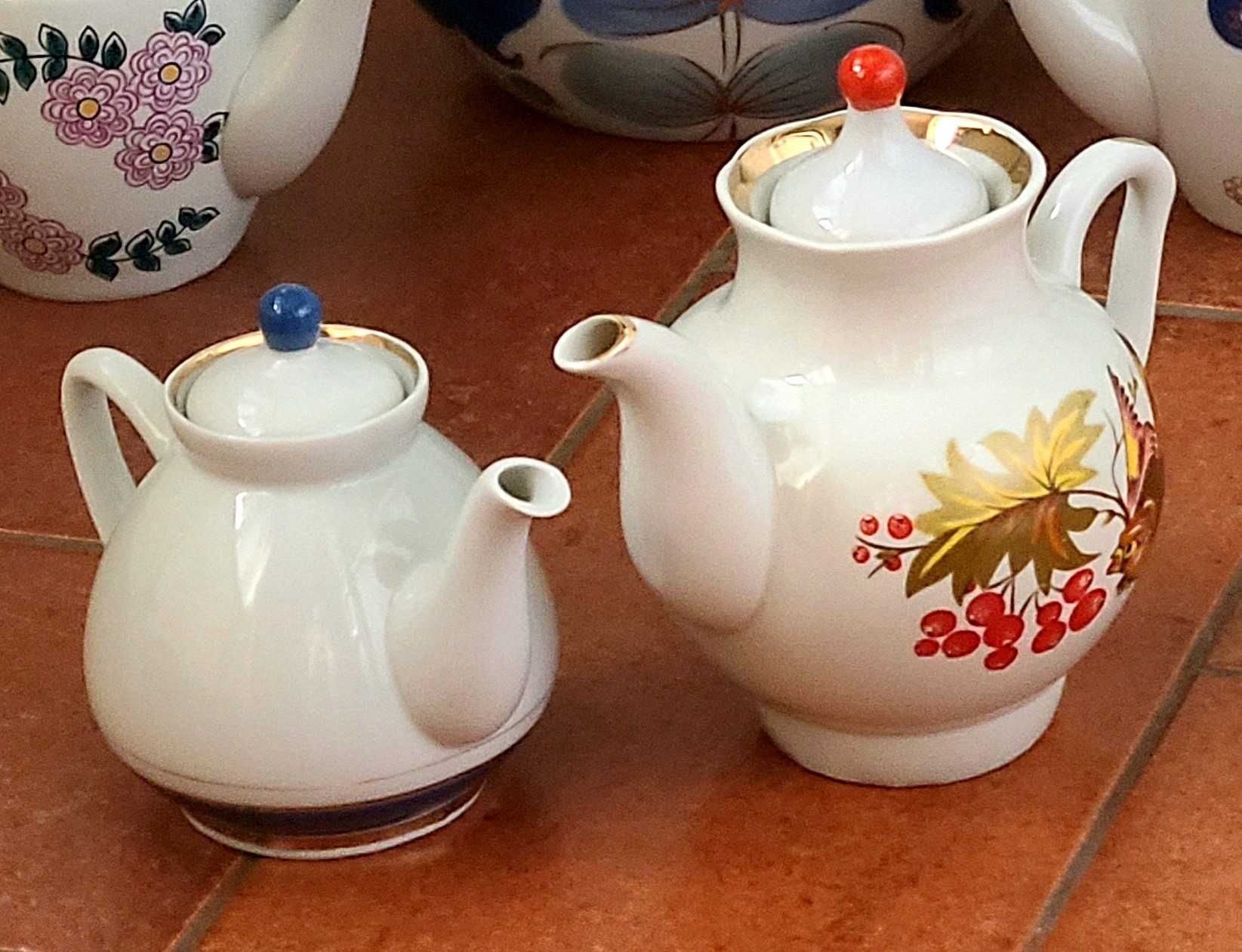 Фарфор чайники, чашки, птички, солонка период СССР