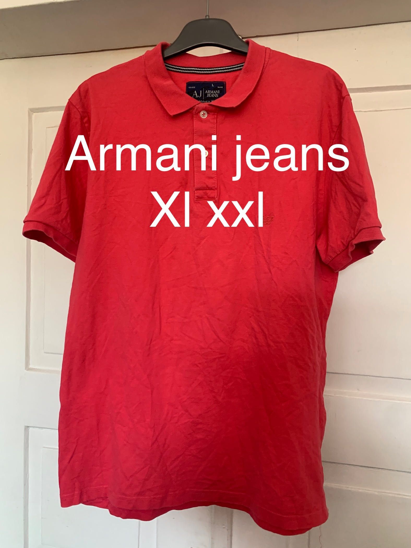 Polo połówka meska Armani jeans malinowa xl xxl elegancka