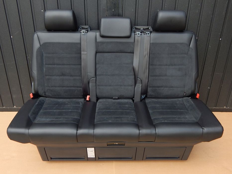 vw t6 t6.1 multivan fotel kanapa łóżko tył skóra alcantara czarna
