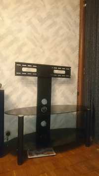 Стойка столик крепеж настенный  под TV стеклянная с регулировкой
