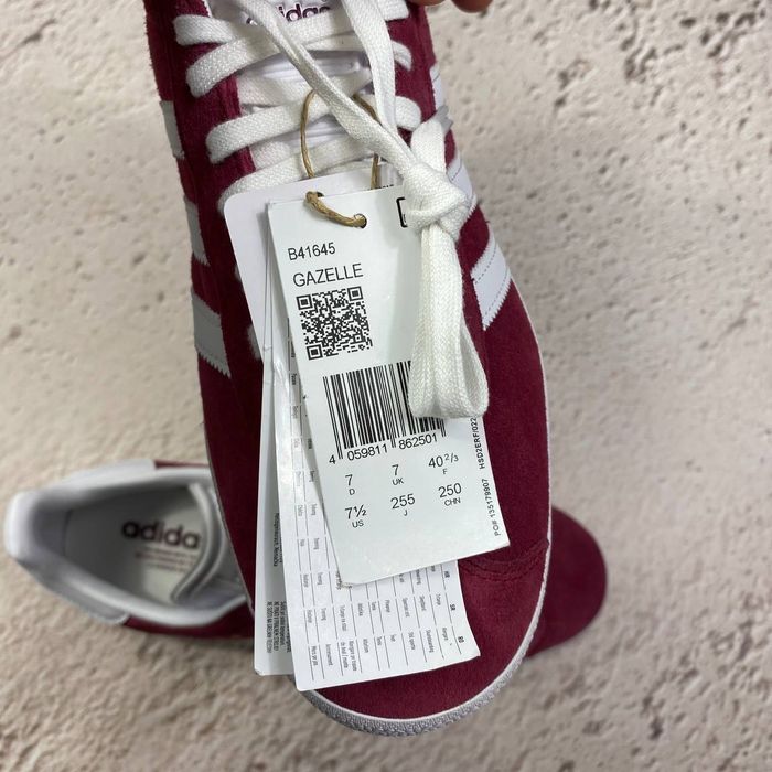 38.5 39 40.5 B41645 оригінал нові жіночі кеди adidas gazelle burgundy