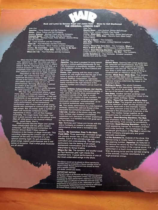 " HAIR " disco de vinil