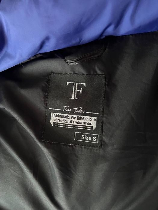 Сина дута пухова куртка пуфер | Пуховик трансформер куртка/безрукавка