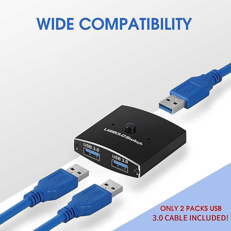 Comutador Seletor USB 3.0 KVM 5Gbps 1x2 Bidirecional