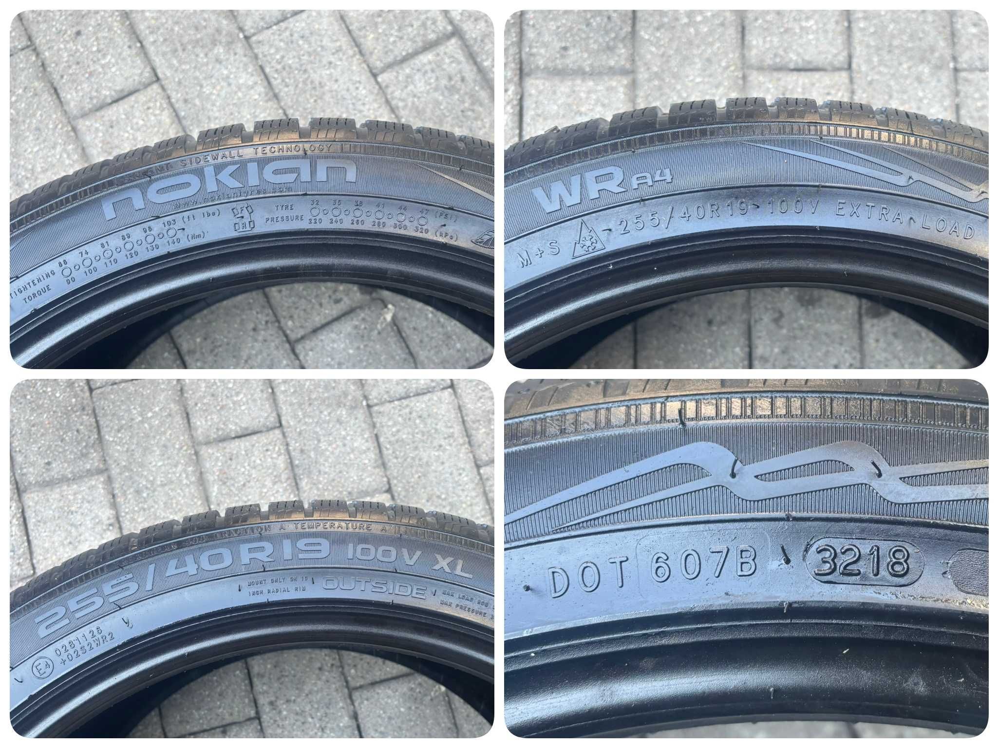 2X OPONY ZIMOWE 255/40R19 100V Nokian WR A4 XL 8.9MM 2018R NOWE!