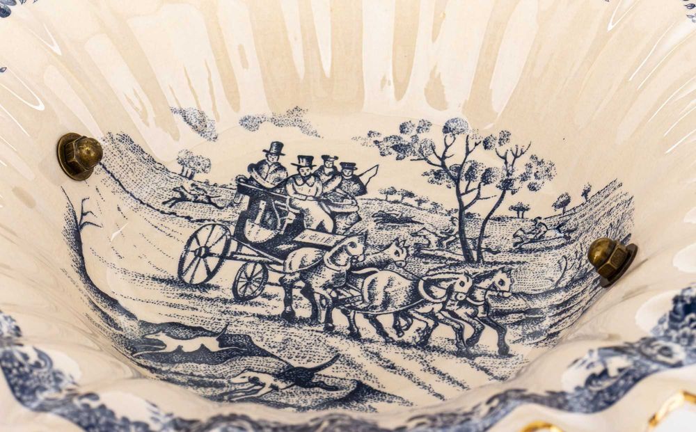 Ceramiczna Duża Patera Dekoracyjna Misa Empire Złota Na Nóżce 182450