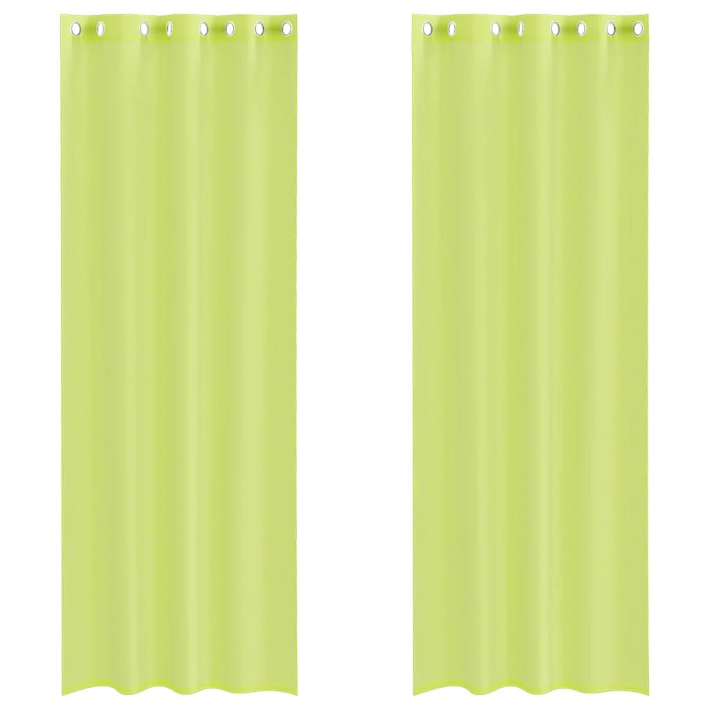 Vidaxl Zasłony Woalowe Z Przelotkami 2 Szt. Jabłko Zielone 140X260 Cm