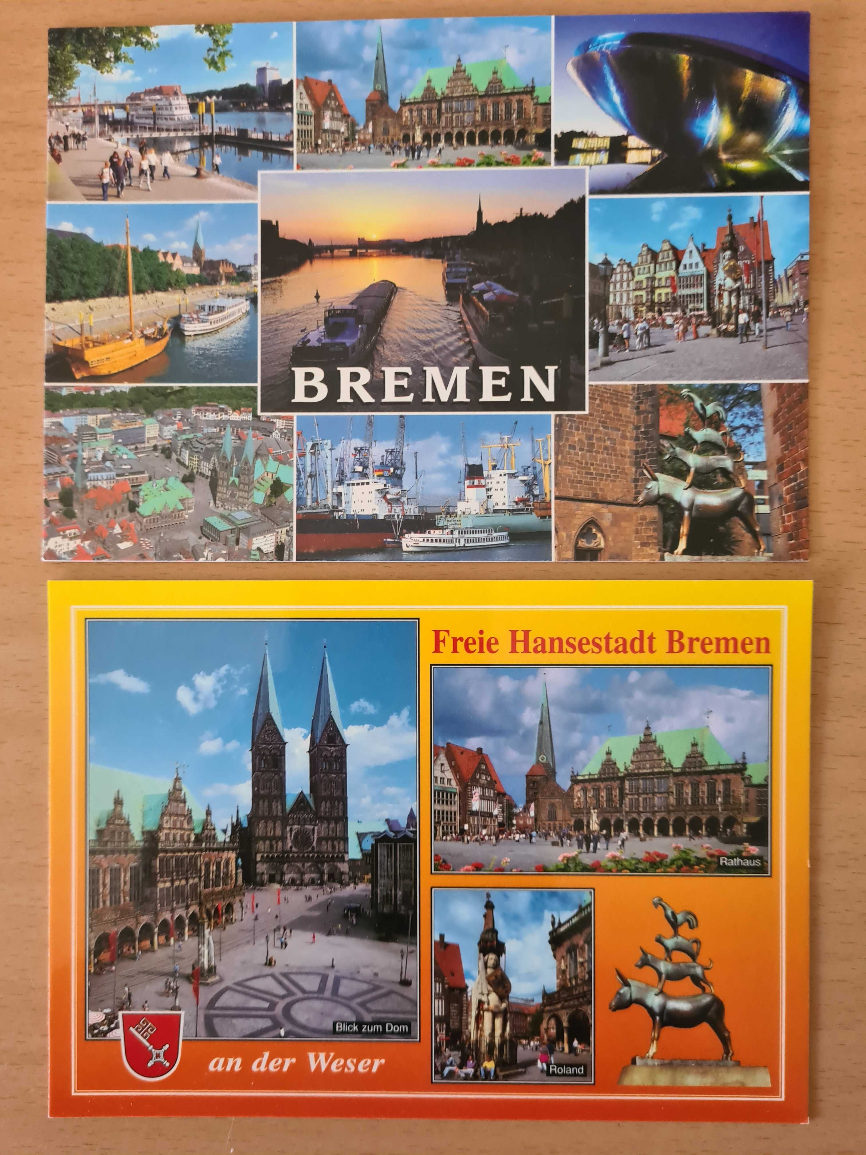 2 postais ilustrados da cidade de Bremen, Alemanha