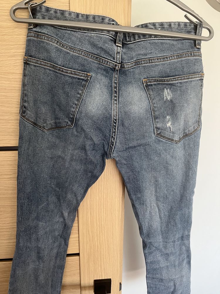 Męskie spodnie TopMan 32 32 81 cm jeansy dziury skinny