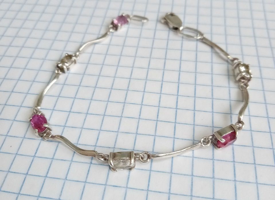 Браслет з каменями. Срібло 925 проба, розмір 19 см