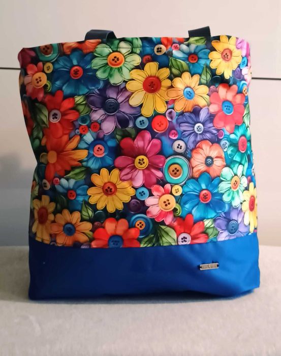 Torba shopper Hand Made guziki kolorowe