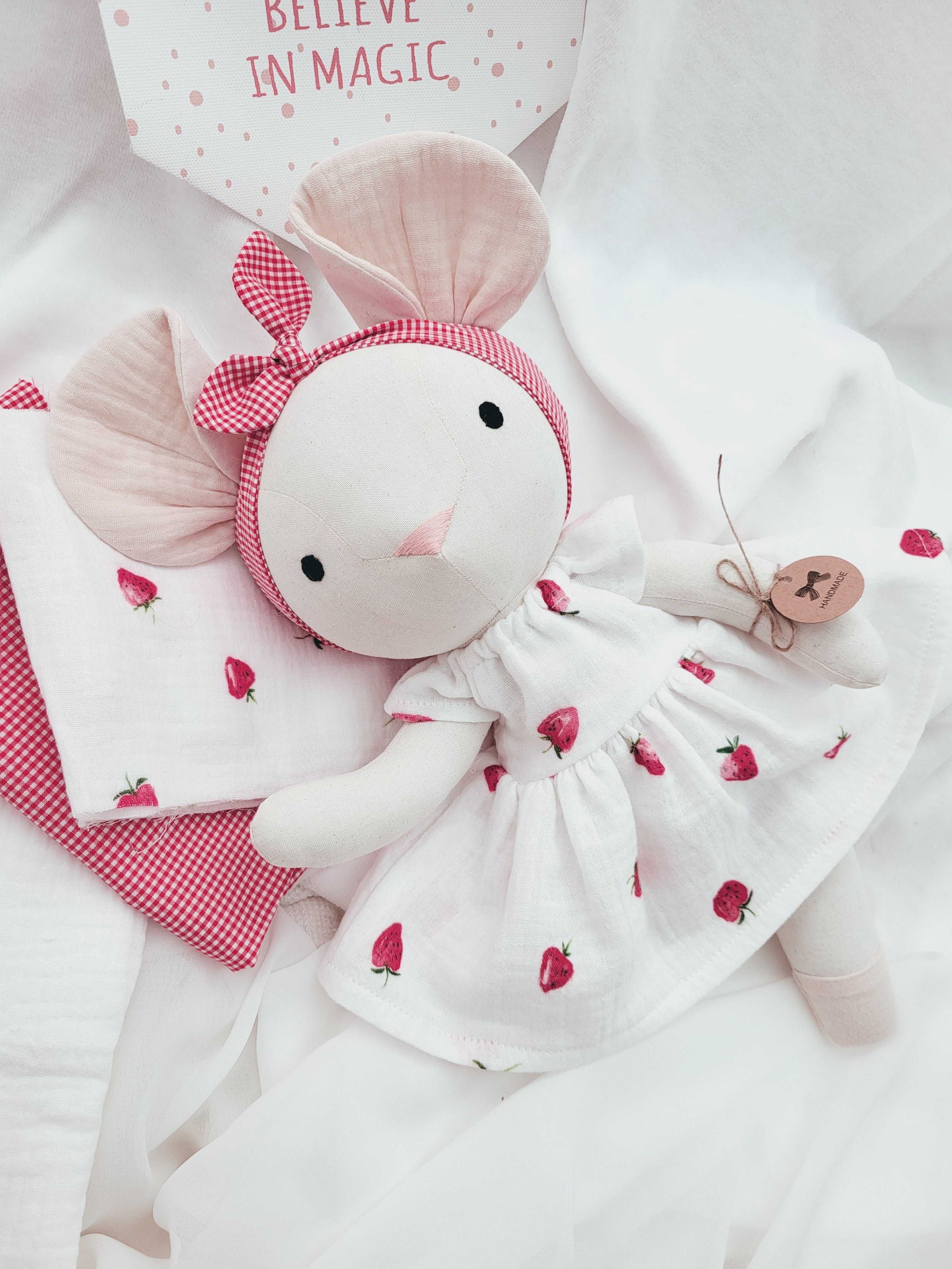 Lalka szyta Myszka prezent chrzciny urodziny rękodzieło handmade