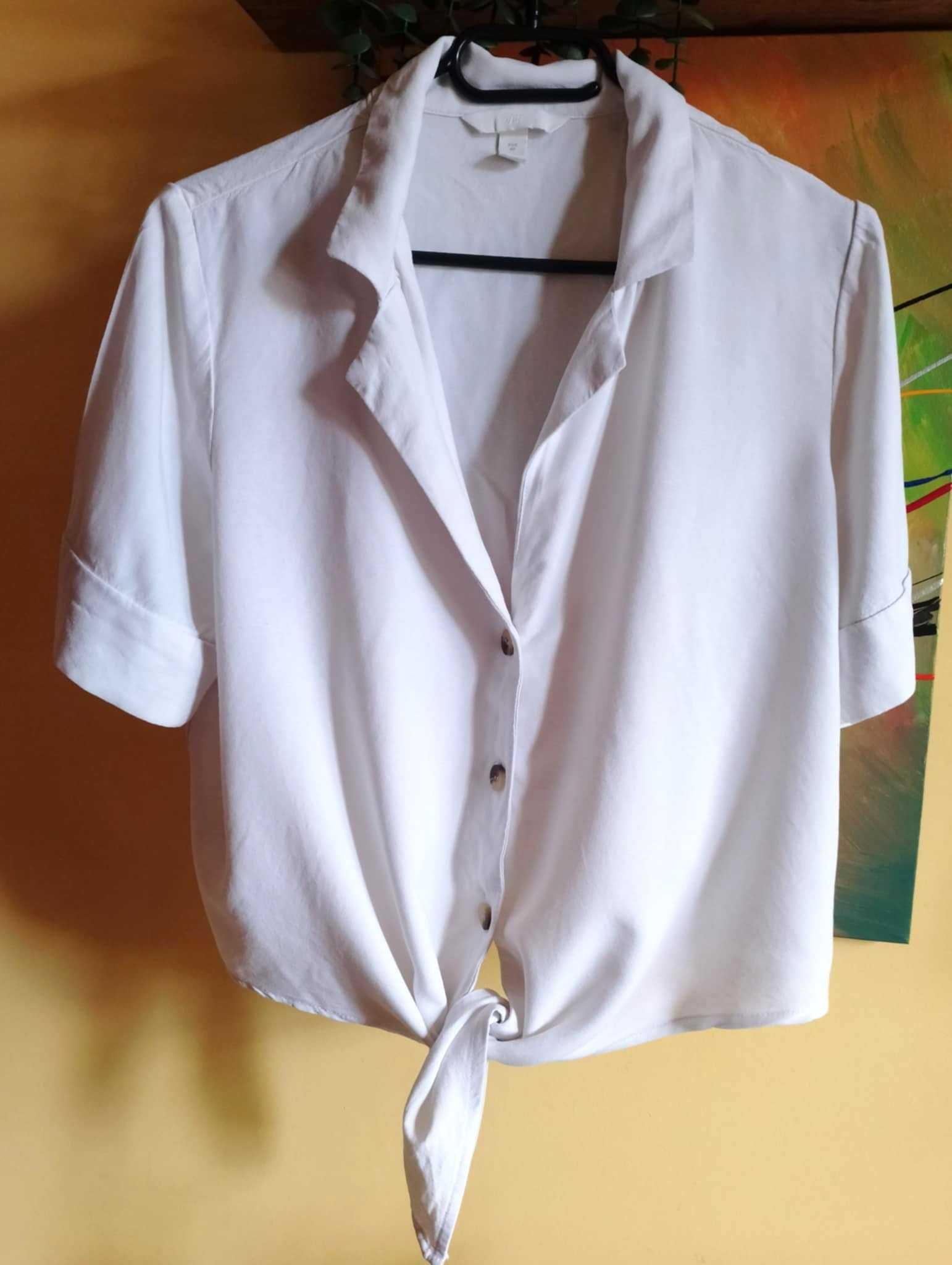 bluzka biała H&M 40/42 wiązany dół/na guziki  L/XL