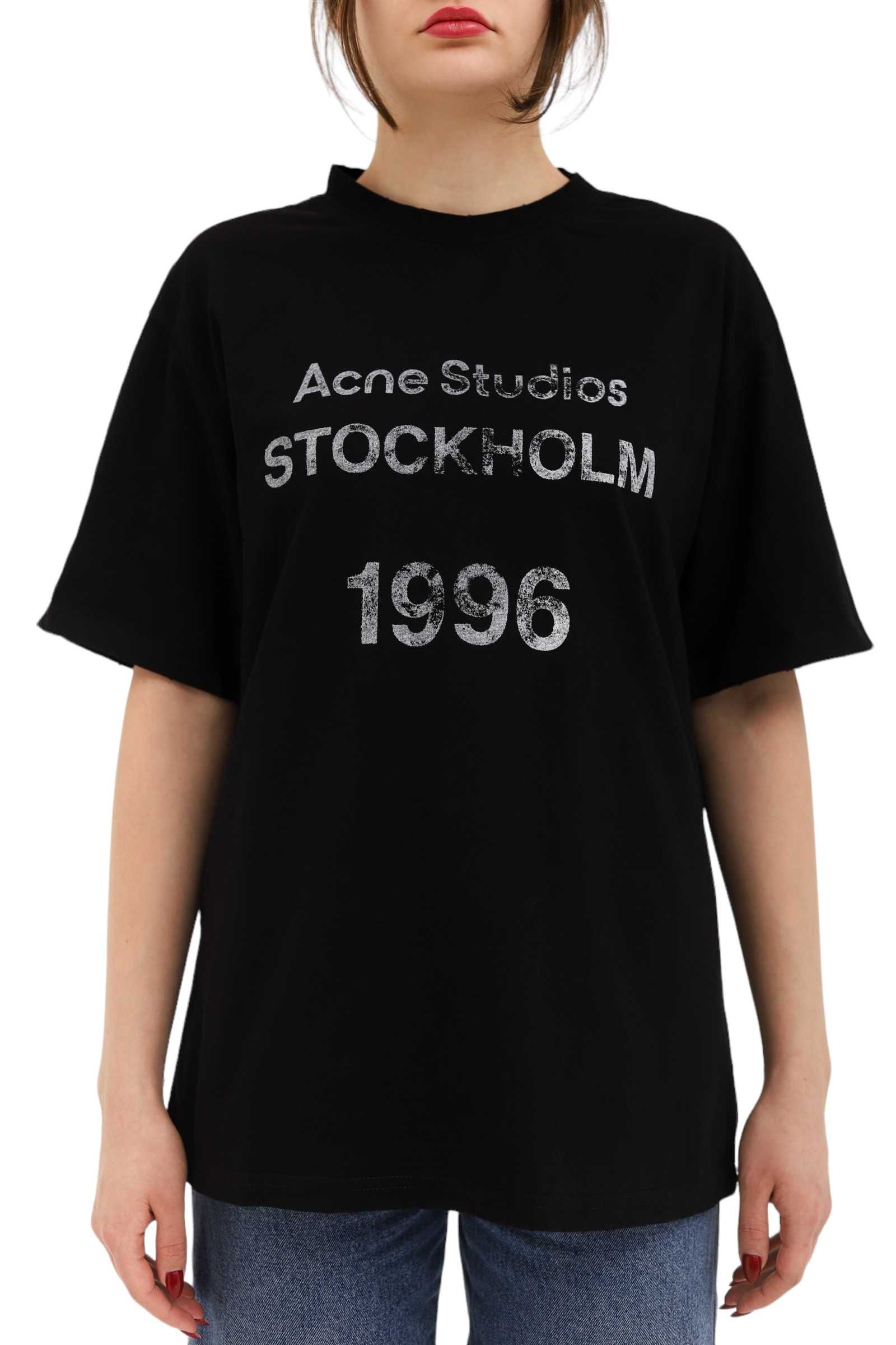 Футболка Acne Studios Logo Stamp T-Shirt Faded Black