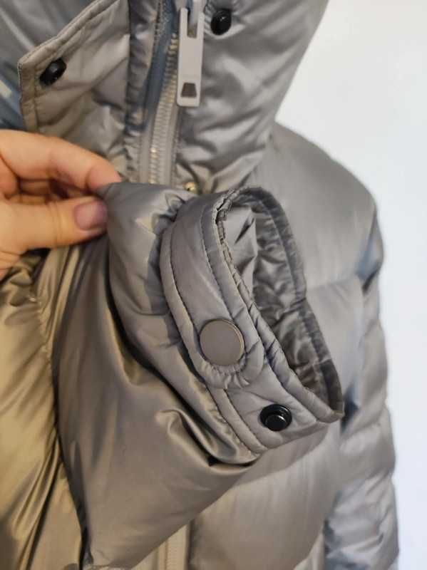 Massimo Dutti kurtka puchowa jasnoszara M-L