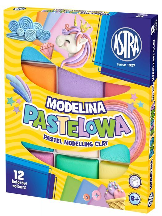Modelina pastelowa, 12 kolorów. Astra