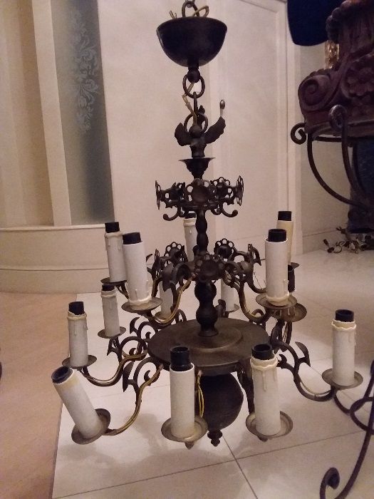 Kolekcjonerskie 2 szt żyrandoli i kinkiety Księstwa Warszawskiego