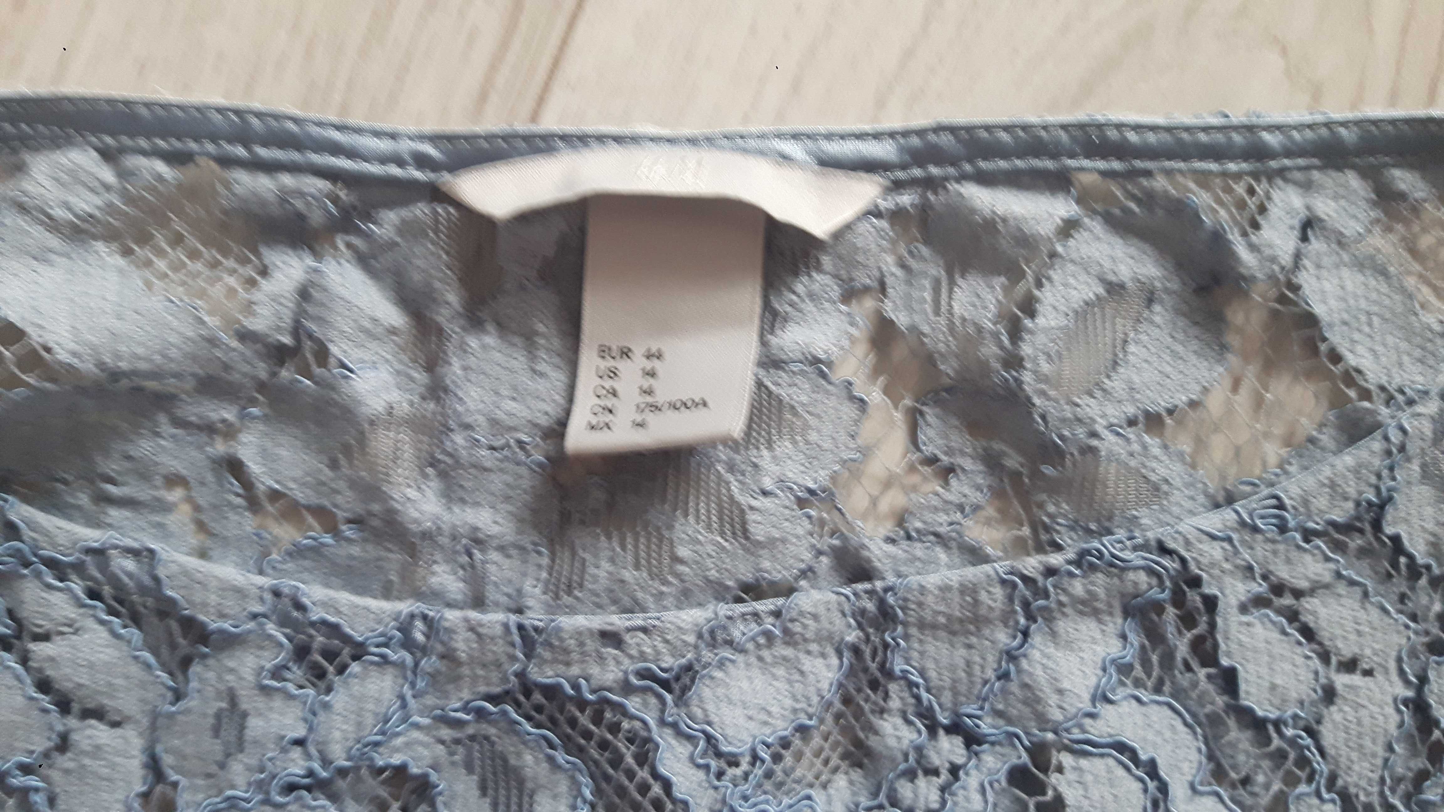Sukienka nowa H&M koronkowo plisowana błękitna/gołębia, r. M
