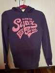 Superdry Super Dry bluza XS S fioletowa kangurka z kapturem