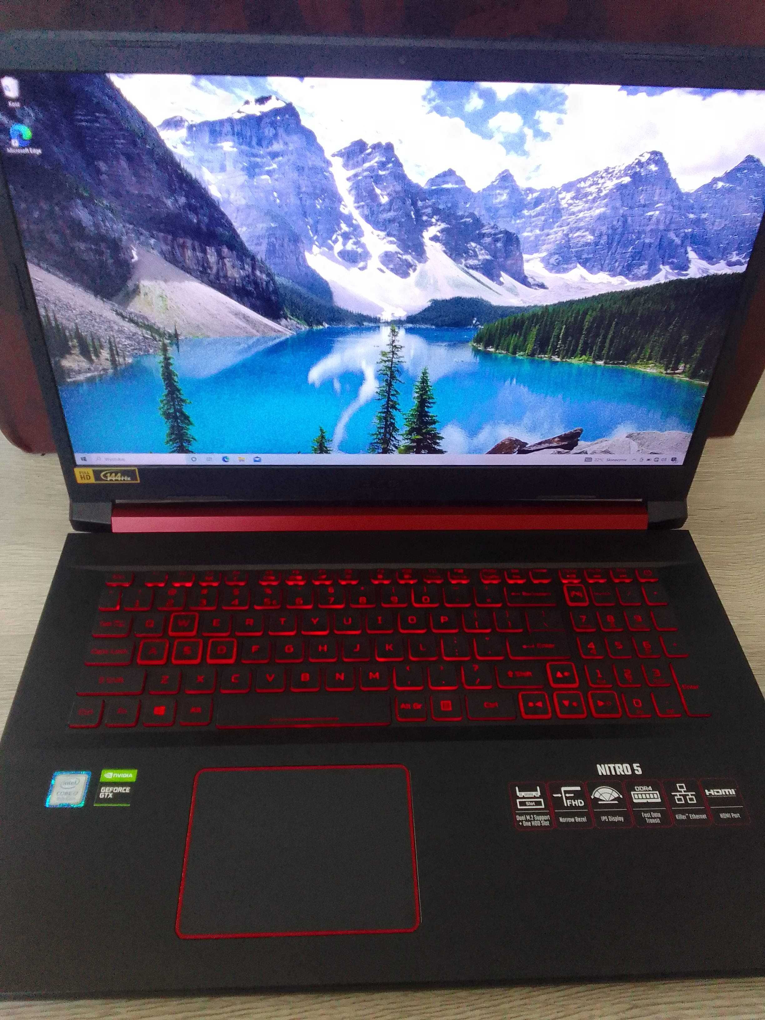 Acer Nitro 5, i7 9750H, 1660TI, 17'3 cala. Super stan.