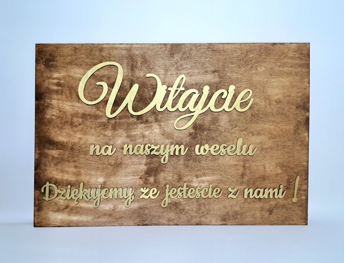 Rustykalna tablica powitalna Witajcie wesele ślub