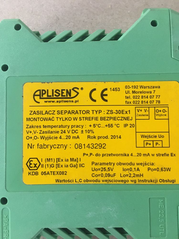 Iskrobezpieczny zasilacz-separator Aplisens ZS-30Ex1