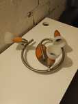 Lampa sufitowa chrom drewno bukowe