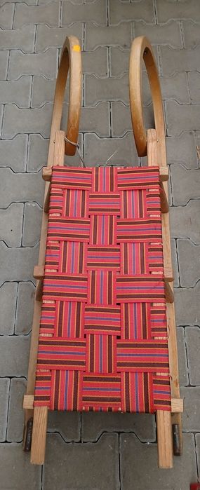 Sanki drewniane ,plecione siedzisko