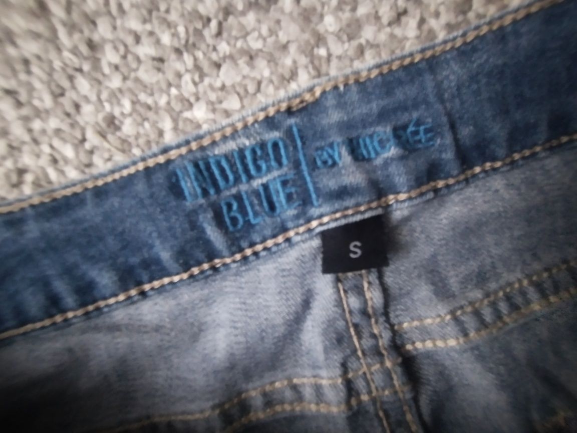 Spodnie spodenki jeansowe damskie z dziurami Indigo Blue S
