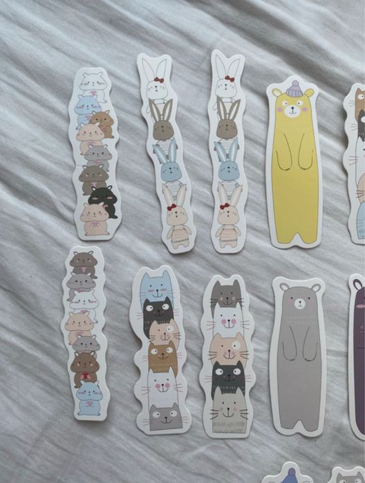 Zestaw zakładek do książek podręczników misie króliczki szkoła zestaw