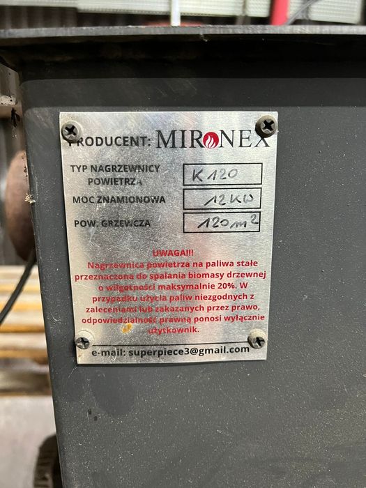 Piec nadmuchowy na drewno węgiel 12kw 120m2