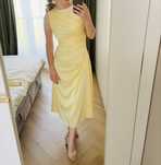Elegancka sukienka maślany żółty/butter yellow MIDI