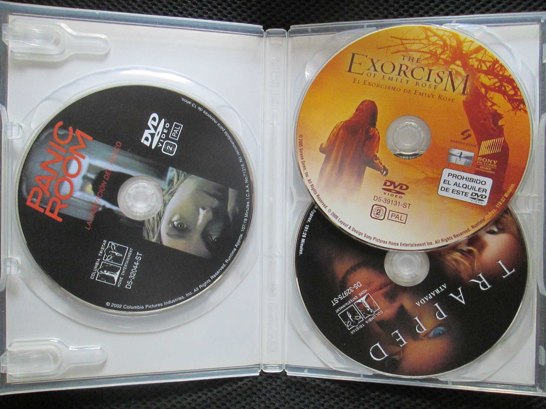 3 DVD - Exorcismo, Sala de Pânico, Encurralada, novos