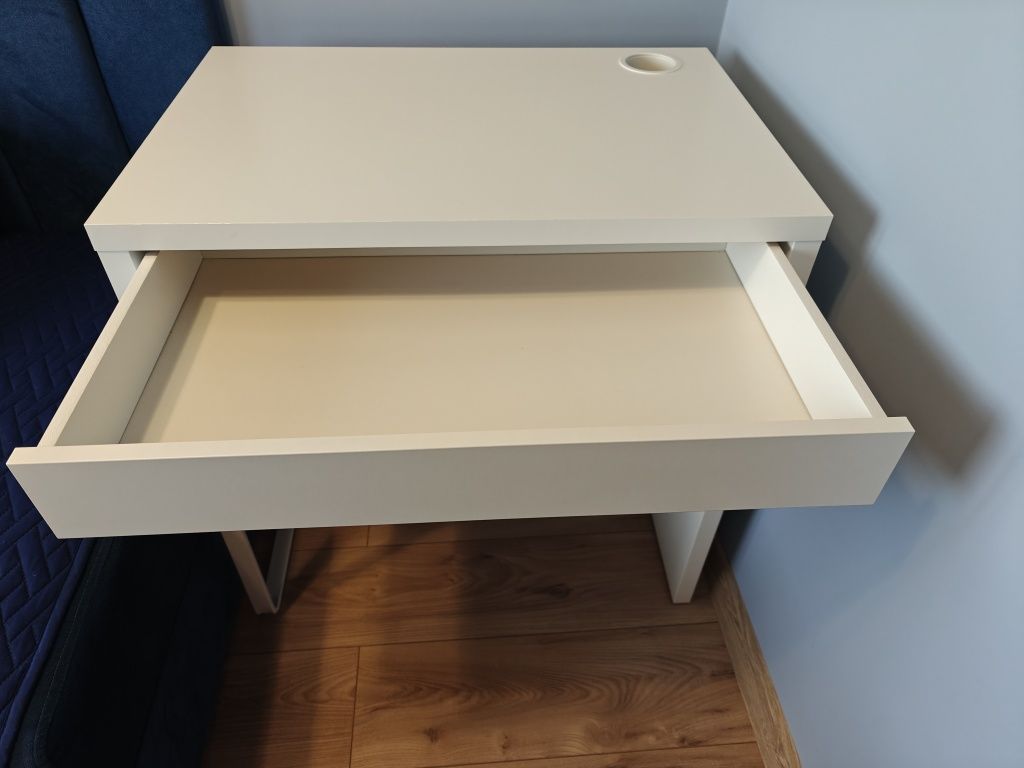 Biurko IKEA MICKE 73x50x75 cm z szufladą, jak nowe, białe