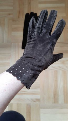 zamszowe skórkowe rękawiczki Solar