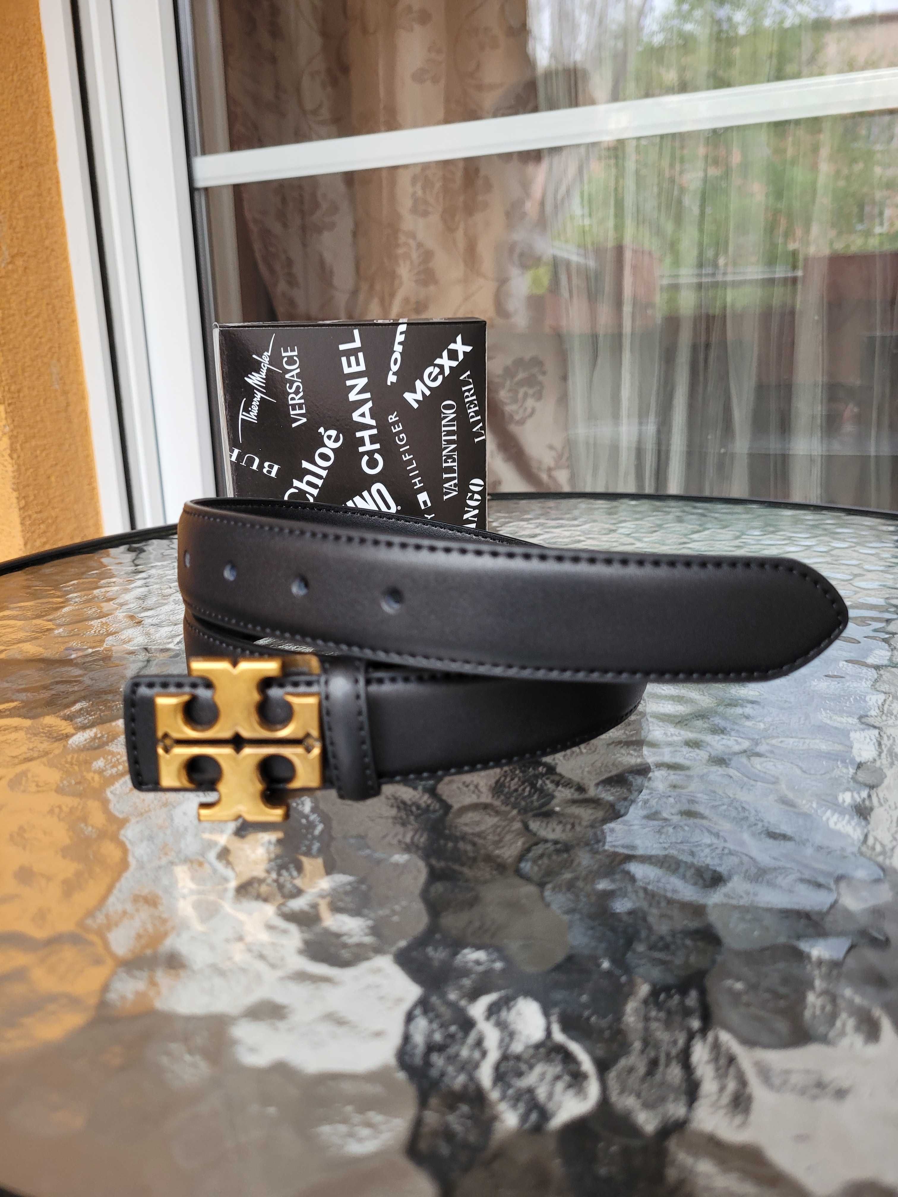 Czarny skórzany damski  Tory Burch 105 cm
