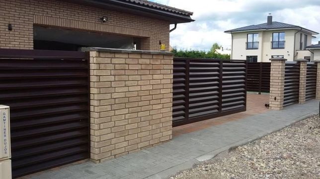 Ворота відкатні, Паркан Жалюзі, Брама металева