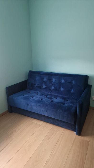 Kanapa sofa welurowa rozkladana niebieska