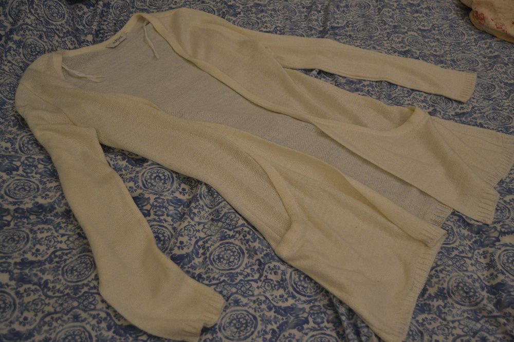 Narzutka kardigan sweter biały dłuższy 40 Store 21