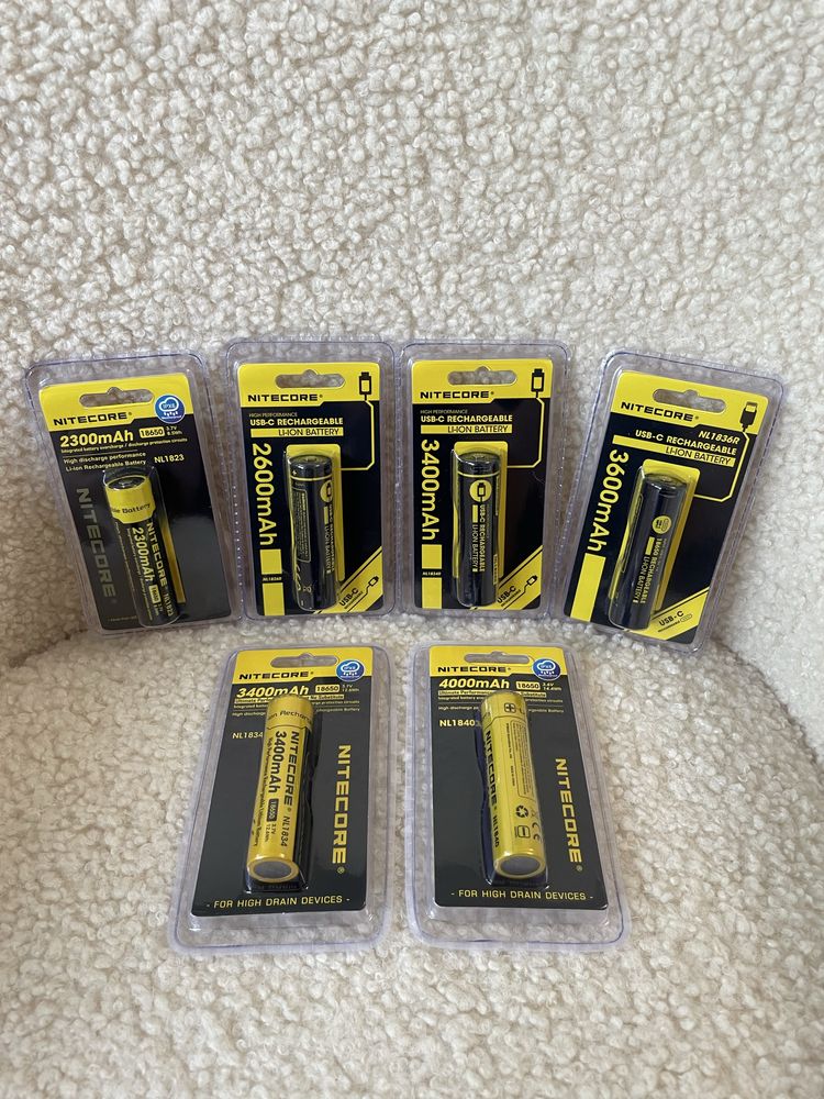 Nitecore Нові, Оригінальні Акумулятори з Захистом та Гарантією 1 рік!