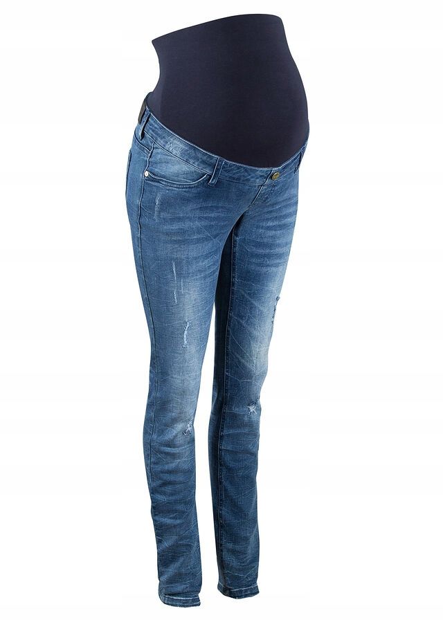B.P.C spodnie ciążowe jeansy skinny z przetarciami 38.